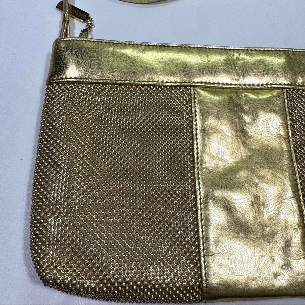 Whiting and Davis Crossbody Gold Metal Mesh Evening Bag - Picture 3 of 15